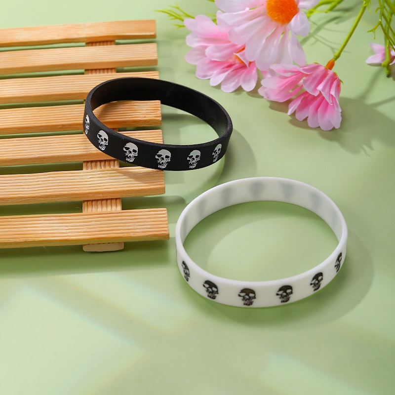 Gelang Bahan Silikon Gaya Punk Hip-hop Untuk Pria Dan Wanita