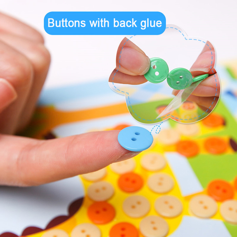 12 Pcs Kartun Gambar Tombol Puzzle Handmade Buttons Sticker Anak Meningkatkan Konsentrasi Mainan Edukasi Dini