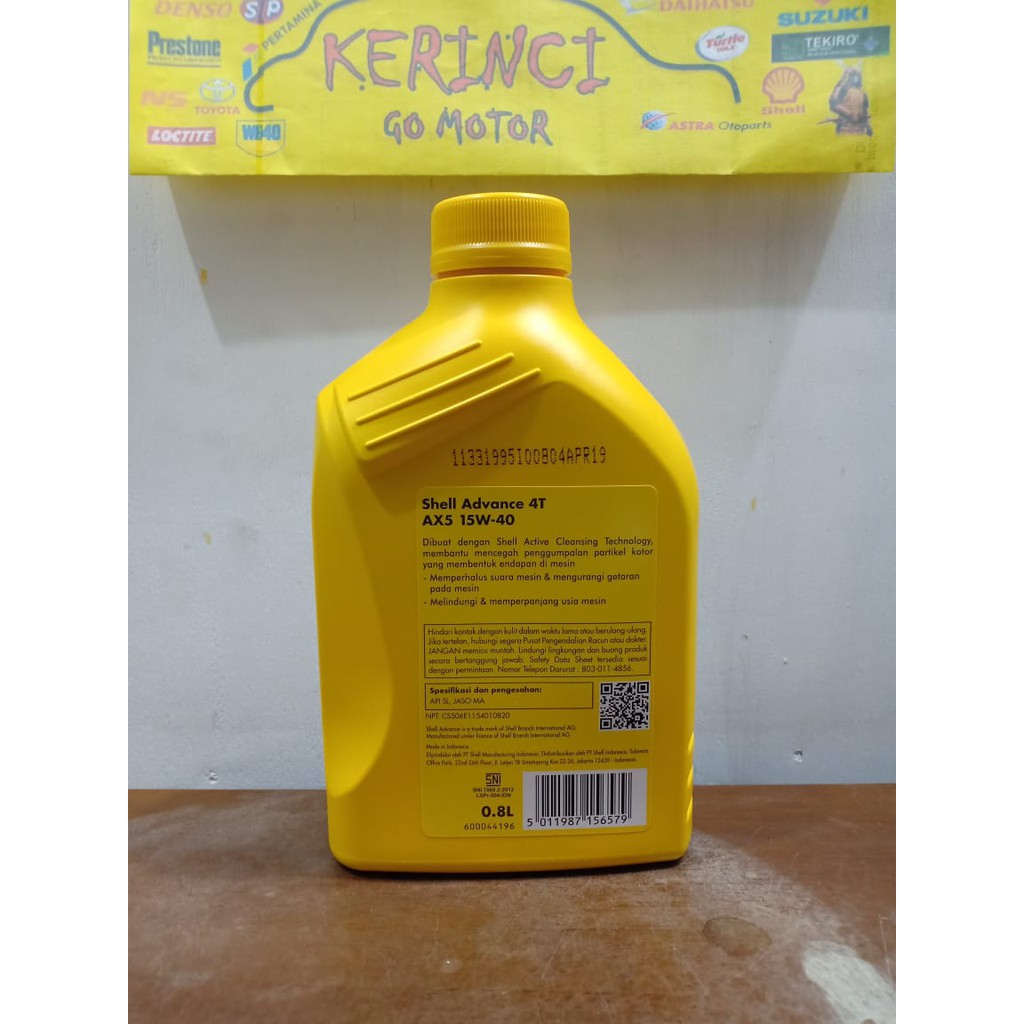 OLI SHELL ADVANCE 15W-40 AX5 PREMIUM 0.8L - OLI SHELL PREMIUM 4T AX5