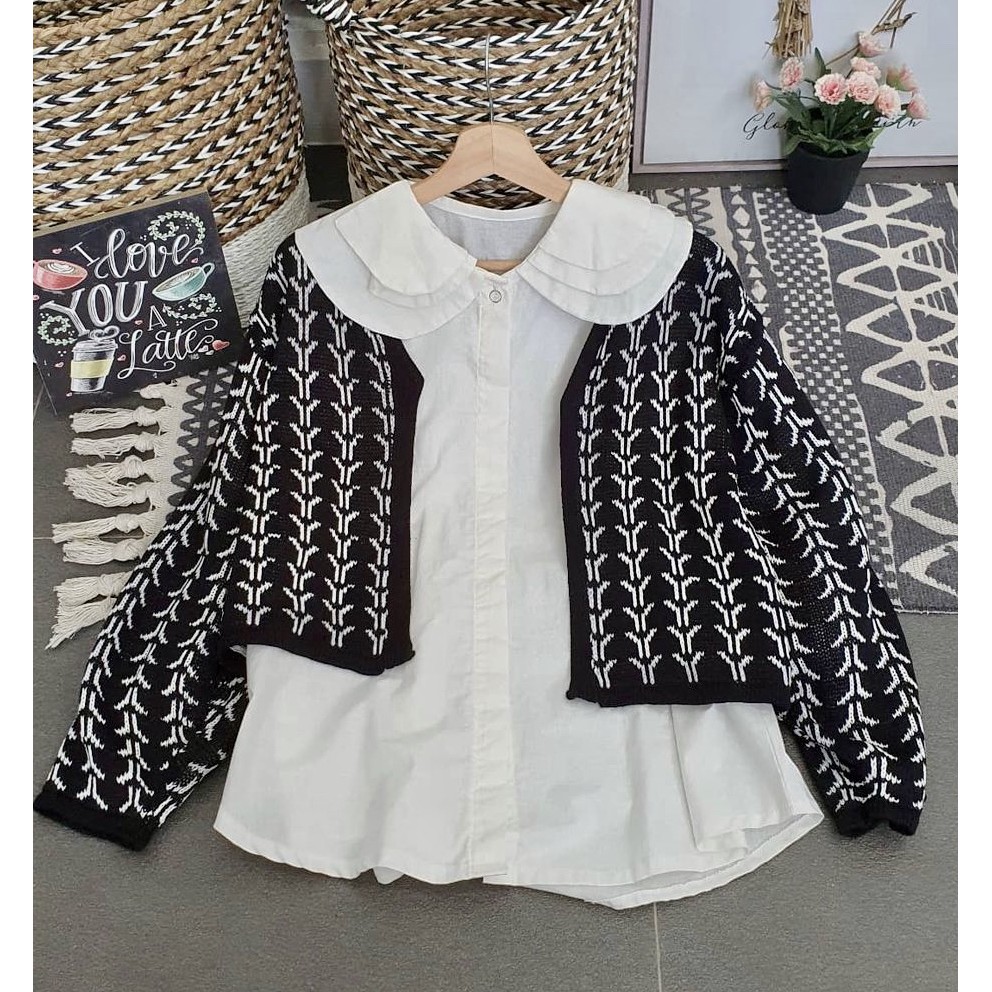 Edrea crop cardigan yei atasan baju rajut wanita