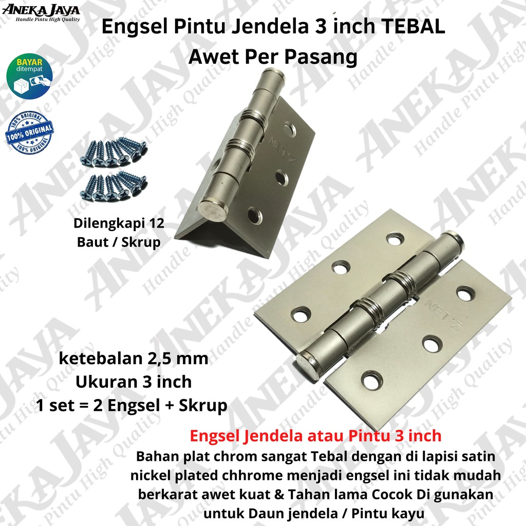 Engsel Tebal Daun Jendela - 3 Inch