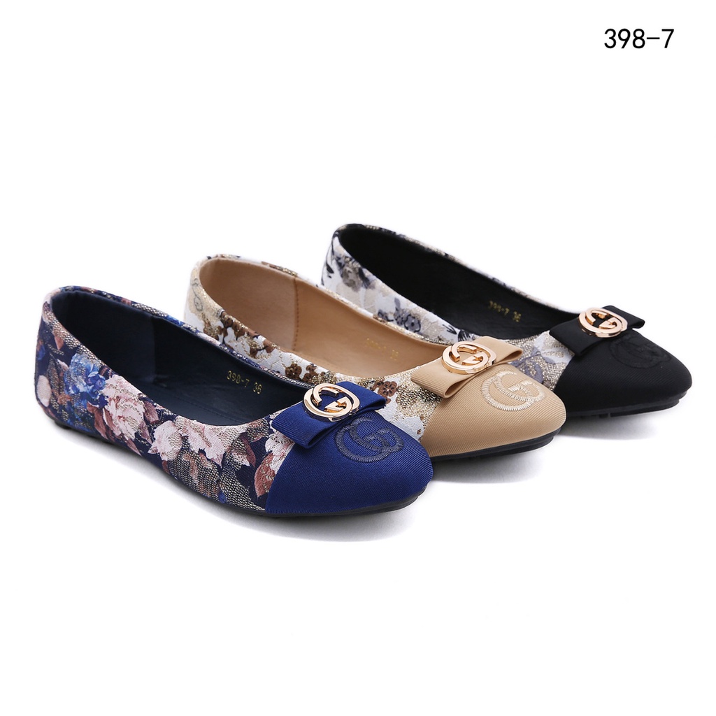 GC Floral GG Logo Floral Flat Shoes #398-7