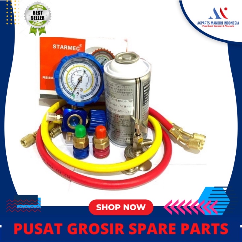 PAKET ISI FREON AC MOBIL SENDIRI FREON R134 KLEA TINGGAL PAKAI ( manifold sighglass )