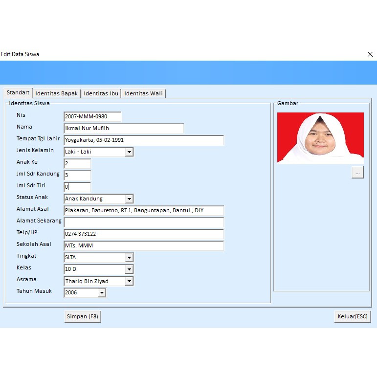 Software spp akademik sekolah pondok pesantren madrasah