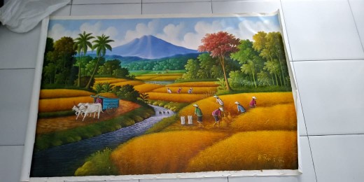 Lukisan Pemandangan Indonesia 85 X 135 Cm