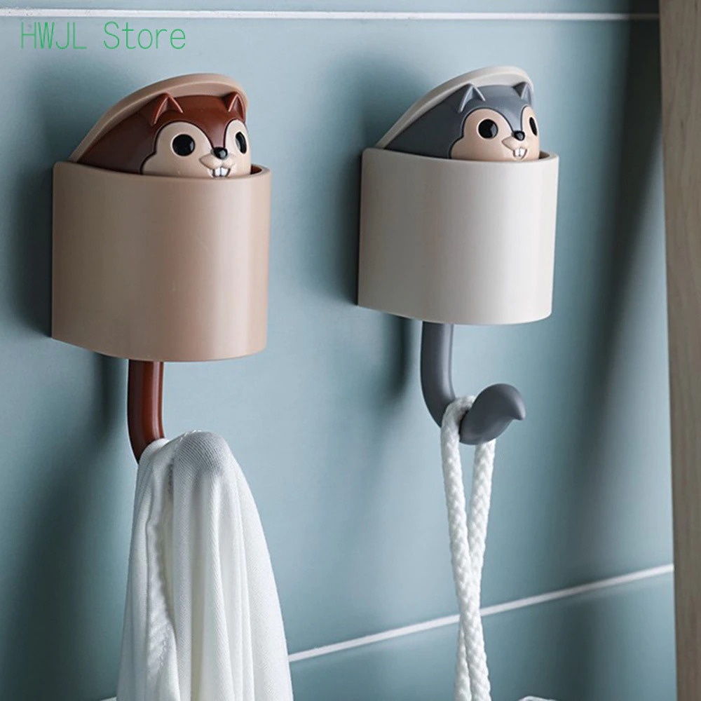 Gantungan Dinding Dekorasi Lucu Cantolan Kunci Handuk Kain Lap Baju Tas Alat Mandi Payung Serbaguna Cute Hook Hanger Hiding Squirrel / Bird Hangers