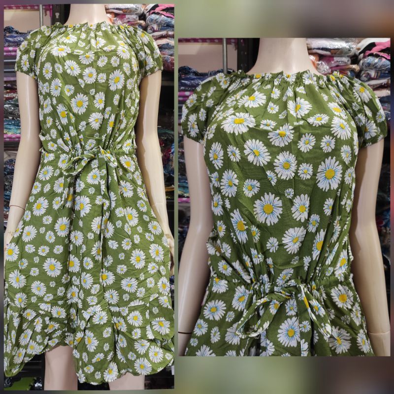 Baju Bali Sabrisa Serut Pinggang Rok Ruffle Pendek