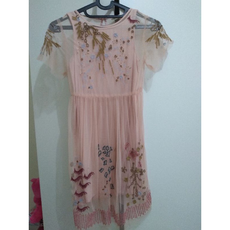 Preloved Dress Anak Zara Girls warna nude pink