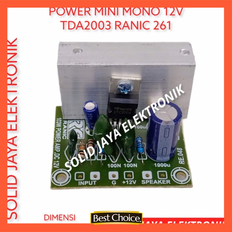 KIT POWER MINI MONO 12V DC TDA2003 12 VOLT V AMPLIFIER AMPLI RANIC 261