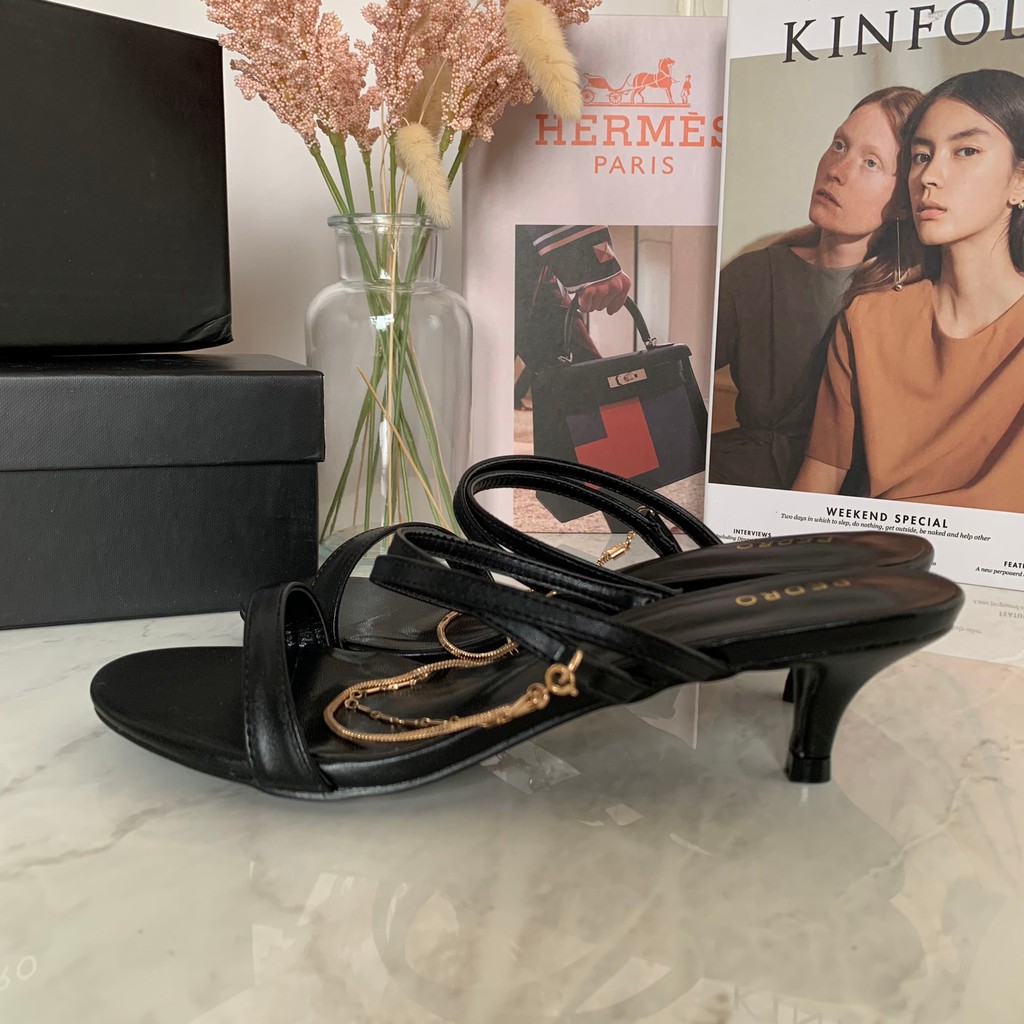 [7.7 Boombastis Sale⚡] - SANDAL WANITA PS085 STRAPPY KITTEN HEEL SANDALS PREMIUM IMPORT