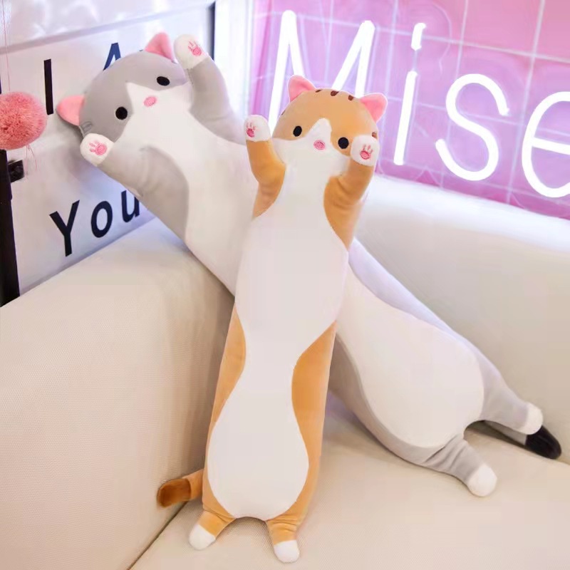 Boneka Guling Kucing Lucu Imut / Pillow Cat Doll / Boneka Bantal Kucing Murah Boneka Kucing Panjang