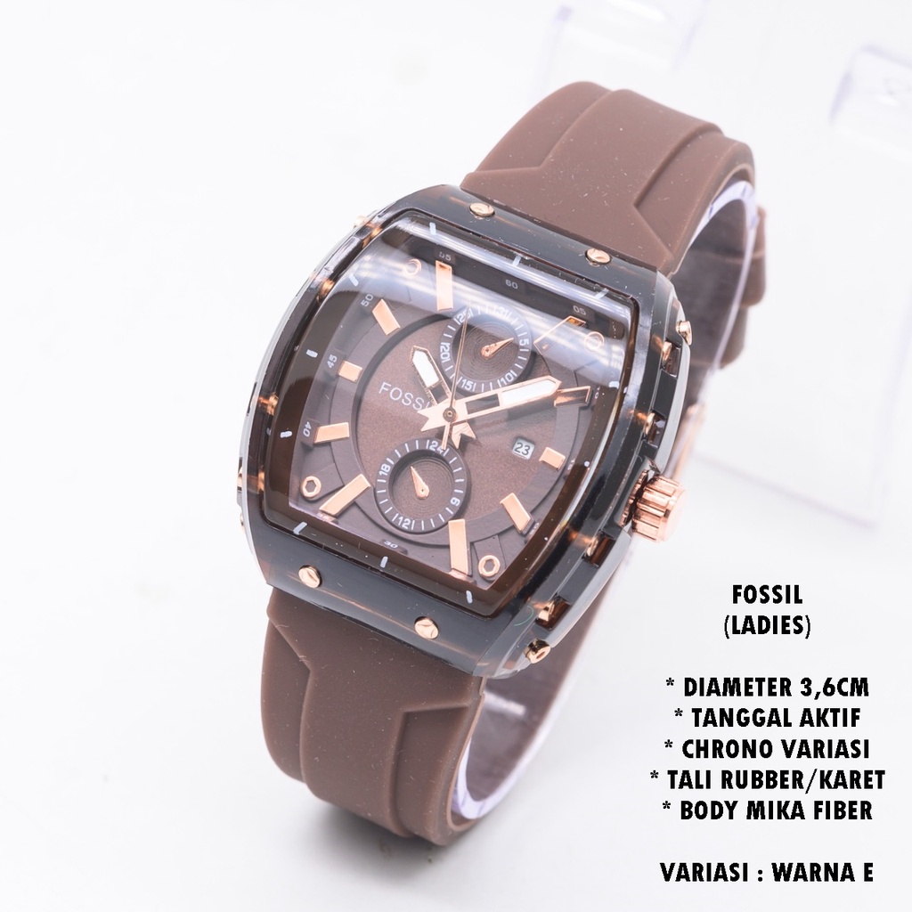 (BISA COD) JAM TANGAN WANITA F-029 FASHION TALI RUBBER BODY OVAL TANGGAL AKTIF