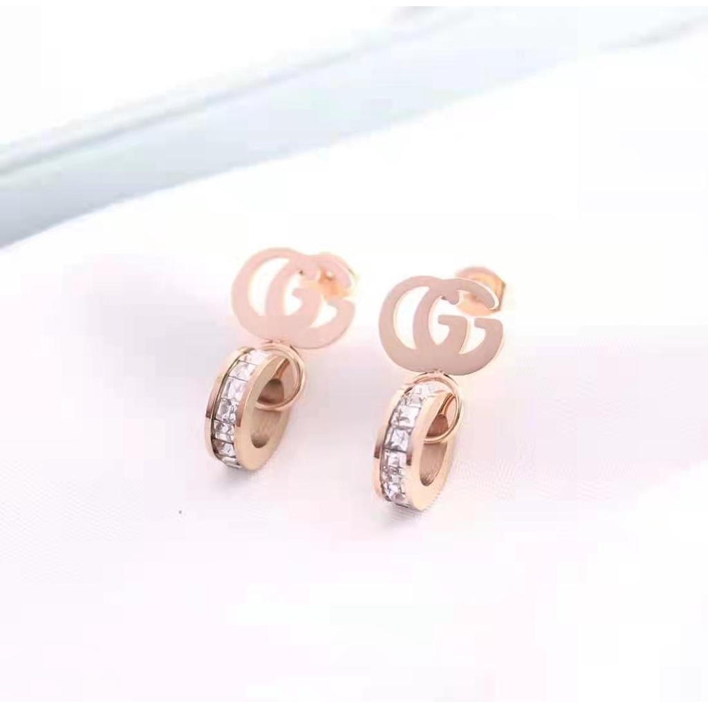 Anting titanium permata perhiasan fashion A-D