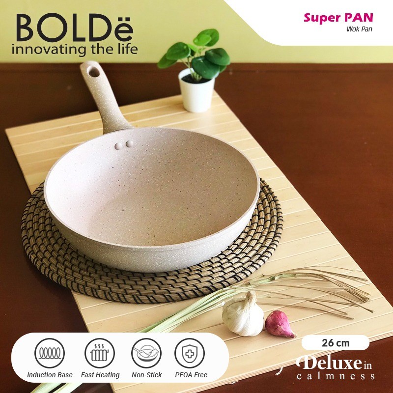 BOLDE Super Pan WOK 26 cm BEIGE - Wajan Kompor Induksi