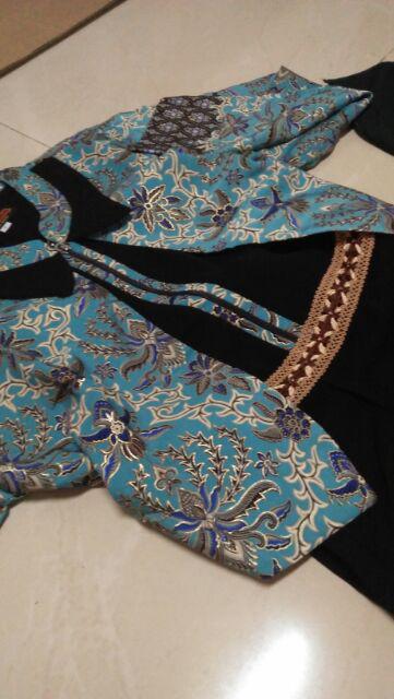 Gamis Batik Blezer  Black Series Busana Muslimah Syari Busui Kondangan Walimah Shabby Ootd