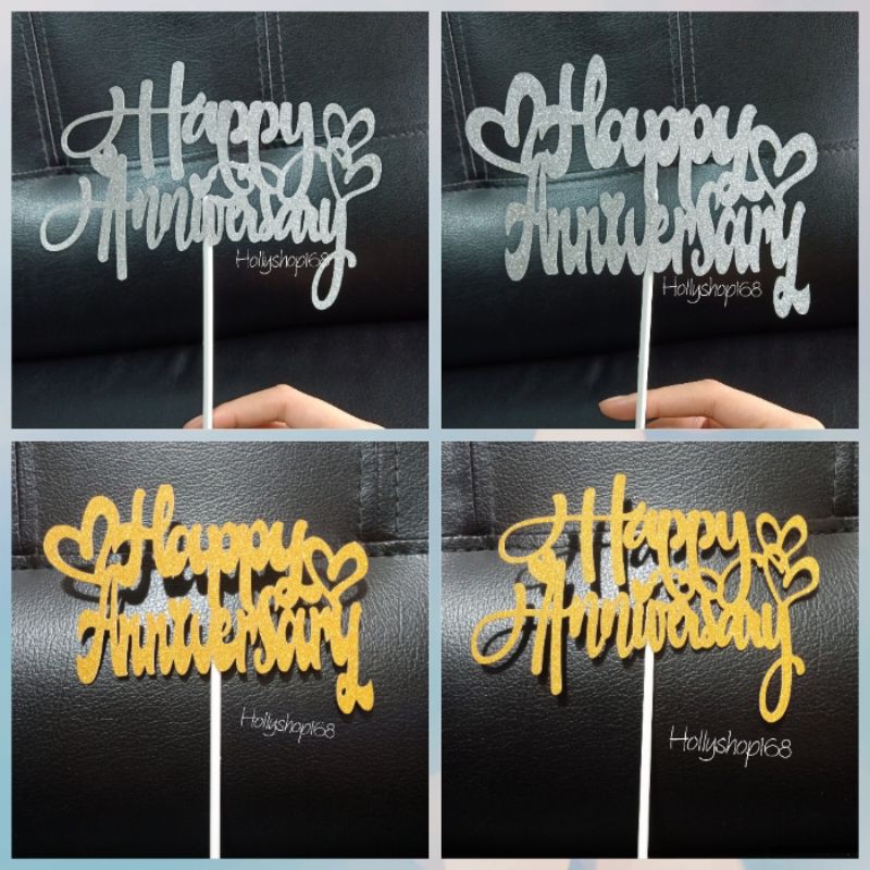 Cake Topper Happy Anniversary/ toper kue/hiasan kue