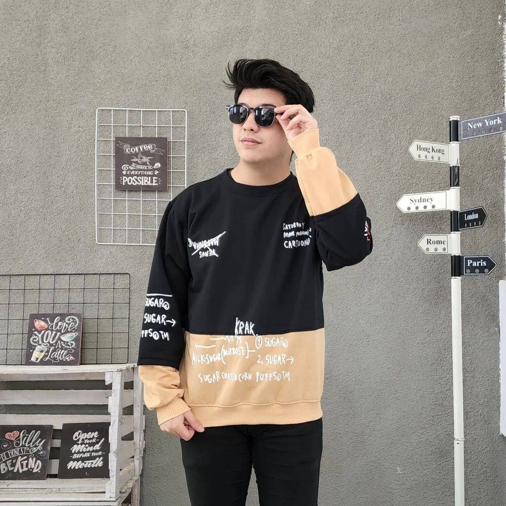 SWEATER SWITER SATURDAY CREWNECK OBLONG OVERSIZE OUTFIT KEREN FASHION TERKINI KOREAN STYLE CASUAL OOTD