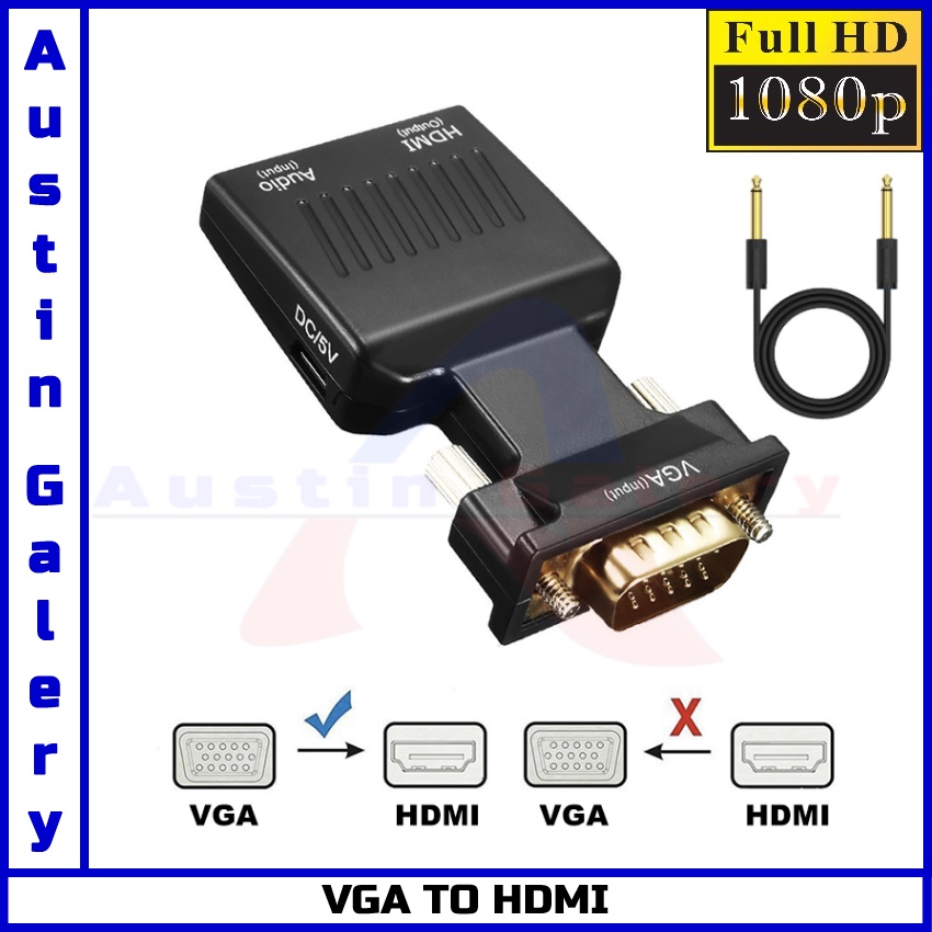 Converter VGA TO HDMI With Port Audio 3.5mm HD1080P / VGA Input TO HDMI Output With Audio Input Untuk PC Laptop HDTV Proyektor