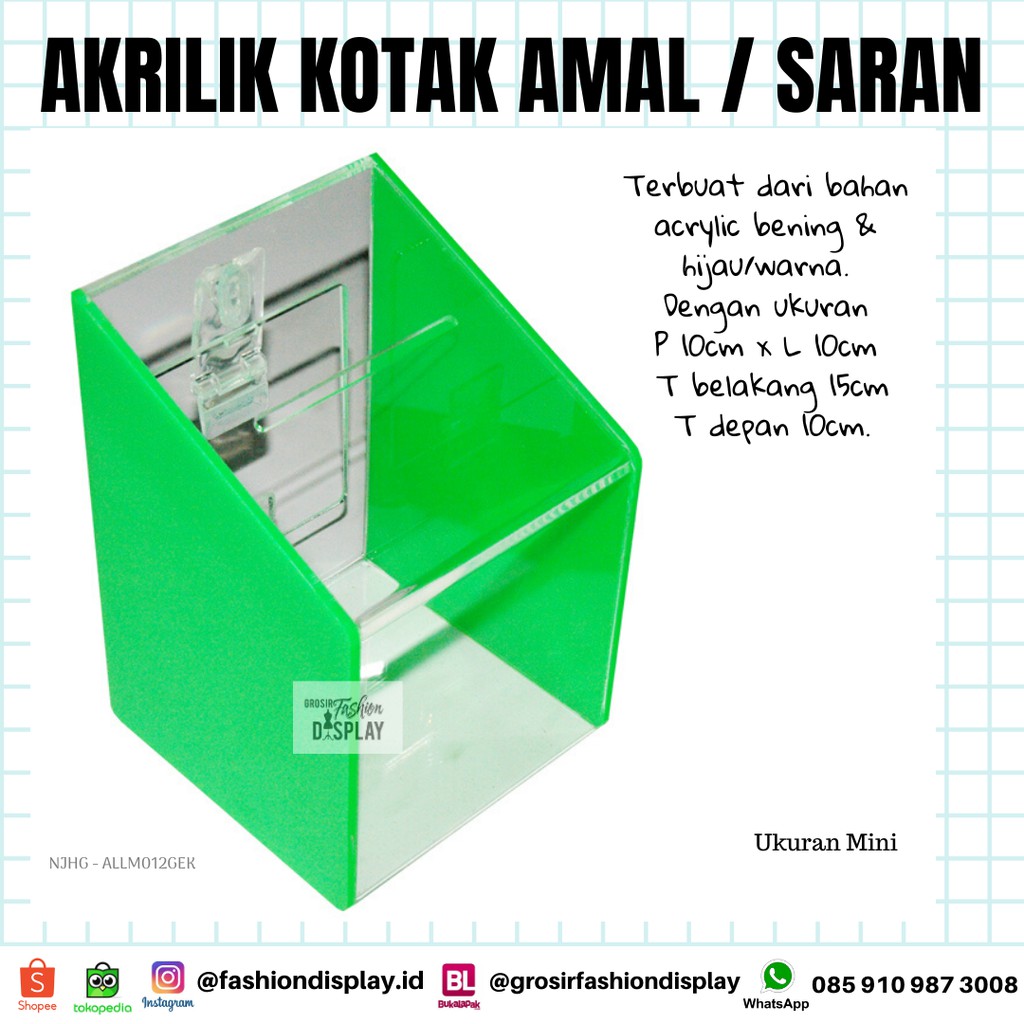 Akrilik Kotak Amal Kotak Sumbangan Kotak Amal Mini Akrilik Kotak Saran Akrilik Kotak Masukan- BH