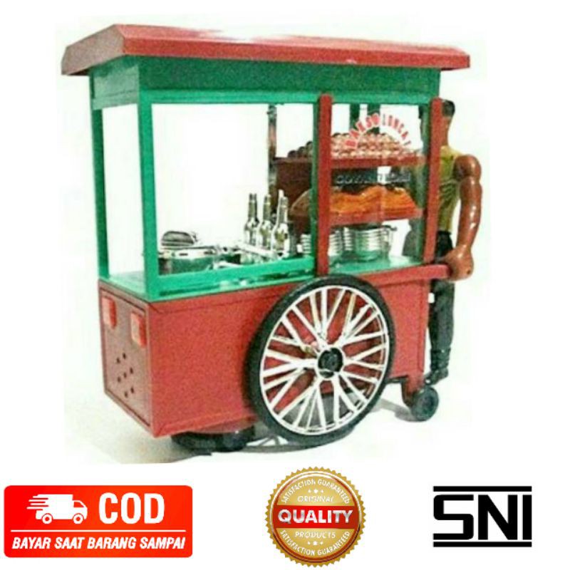 Mainan Gerobak Bakso Dorong - Bakso Loncat Goyang  / Abang Tukang Bakso sate Madura dan Nasi goreng