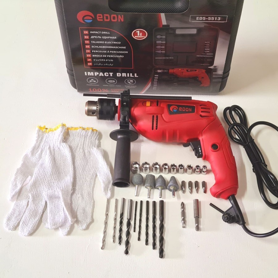 EDON BOR IMPACT SET 13 MM Koper besi kayu beton DRILL Ryu set