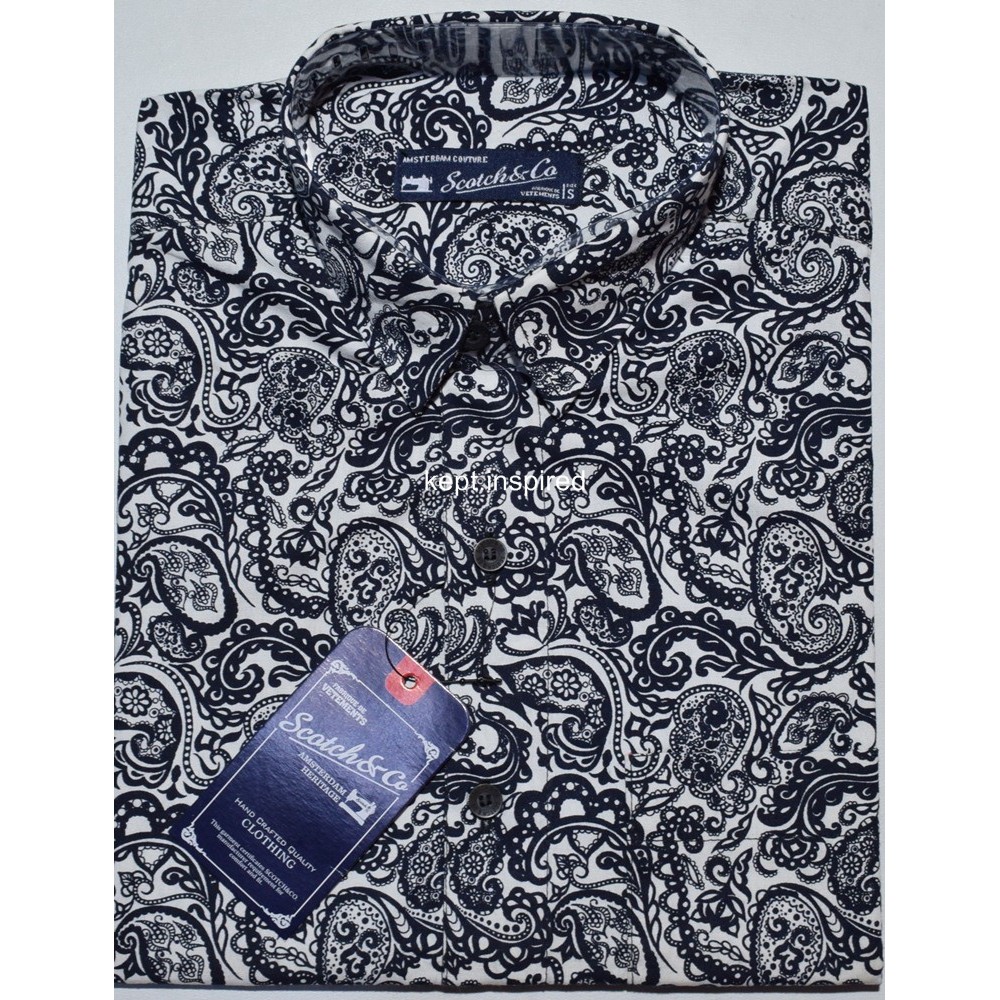 SCOTCH & CO Kemeja Pria Casual Lengan Pendek Navy Motif Reguler TDS 42 ORIGINAL