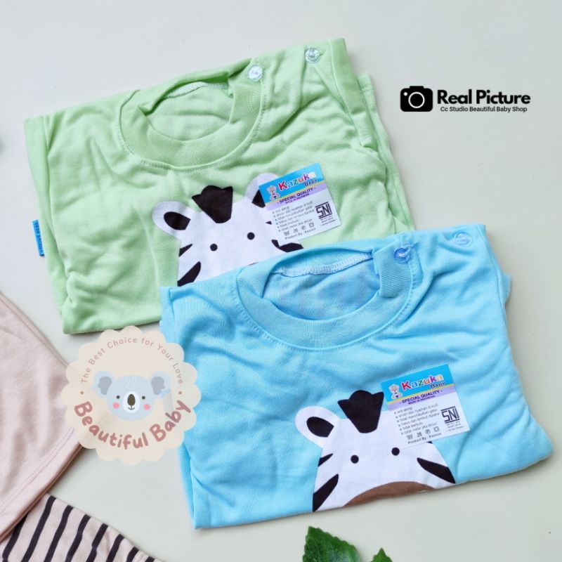 Setelan Pendek Bayi 3-12 Bulan Motif Zebra / Baju Bayi Pendek / Setelan Harian Bayi / Kaos Oblong Bayi &amp; Anak Kancing Pundak / Beautiful Baby Shop