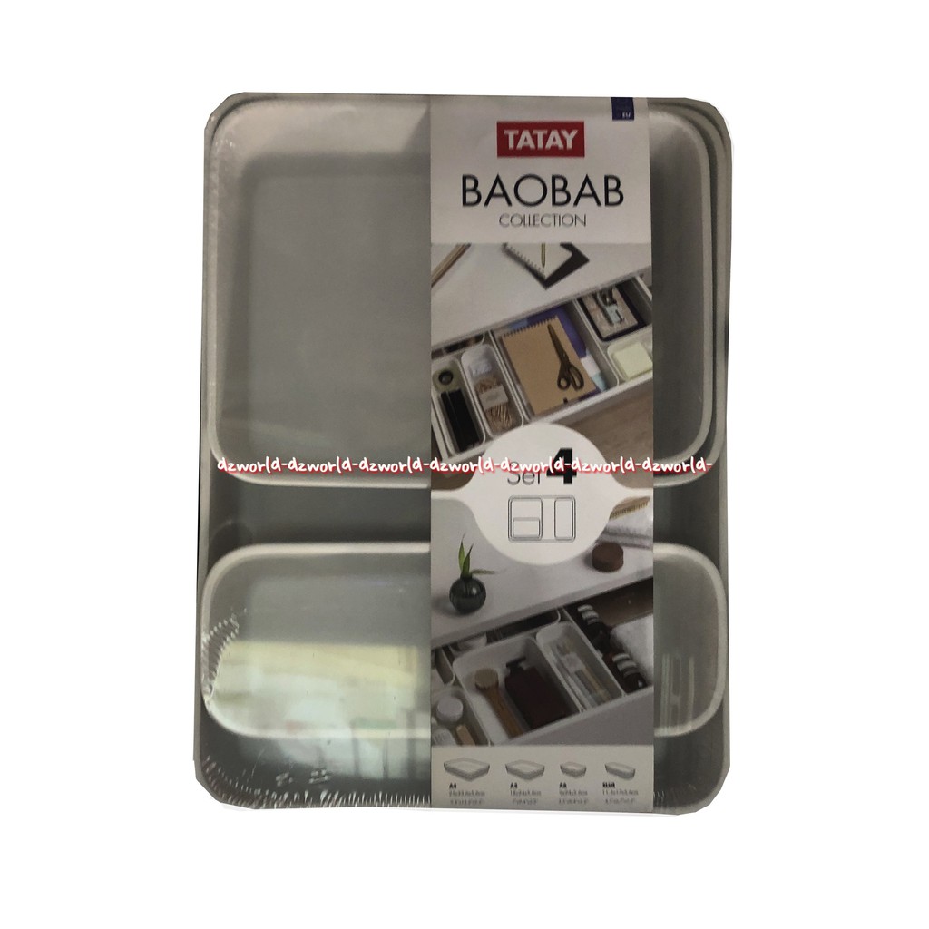 Tatay Baobab Set 4 Kotak Organizer Box White Gray Abu Kotak Perkakas