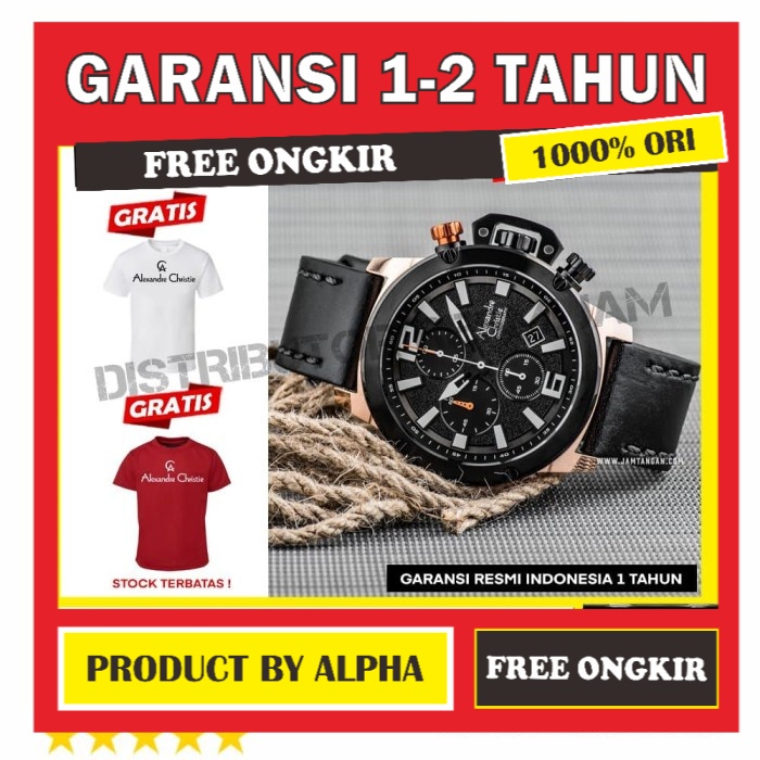 JAM TANGAN ORIGINAL ALEXANDRE CHRISTIE 6487MC AC 6487 AC6487MC BLACK ROSEGOLD GARANSI RESMI ORI PRIA