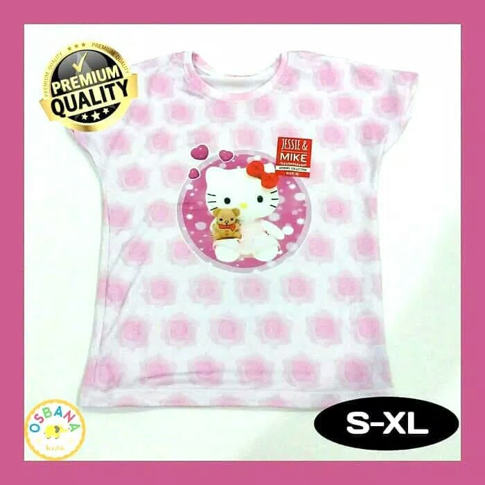 Baju Kaos Anak Karakter | Hello Kitty | Jessie Mike (S-XL)