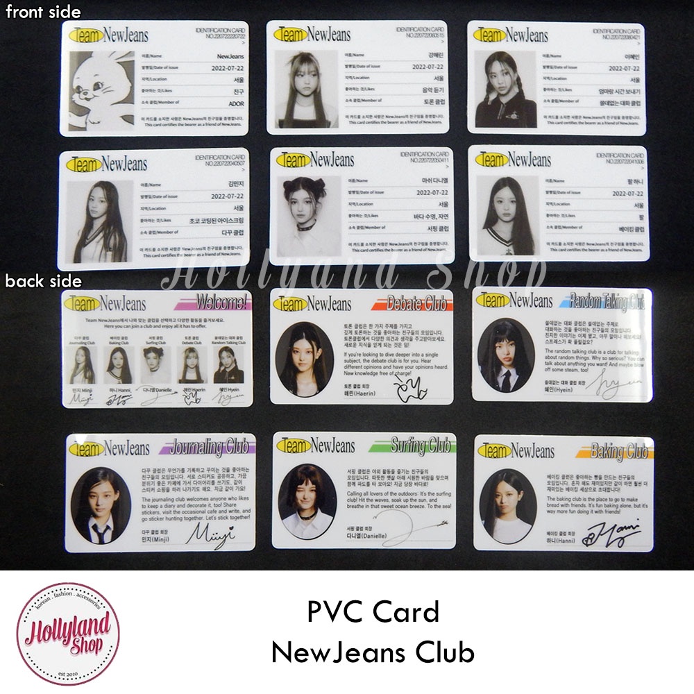 

Kartu ID PVC NewJeans NJZ Identification Card Team Profile Club Unofficial