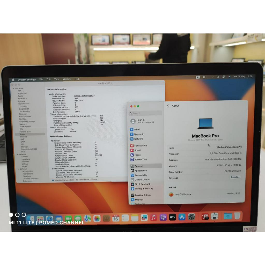 LAPTOP BISNIS  13 2017 MPXQ2 INTEL I5 2.3GHZ 8GB 256GB IRIS PLUS 13.3&quot; RETINA MAC OS GREY