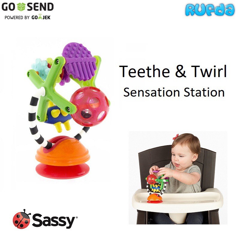 Sassy Teethe Twirl Sensation Station Mainan Highchair Bisa Nempel