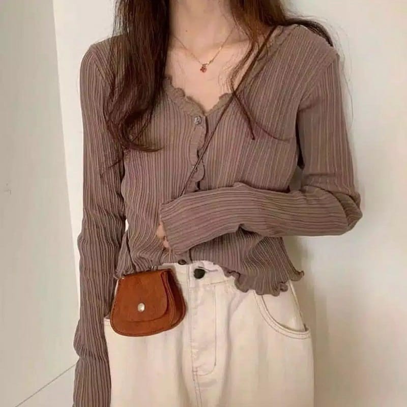 Queenbags89 baju outfit cewek baju atasan wanita baju Rajut Cardi Zengo