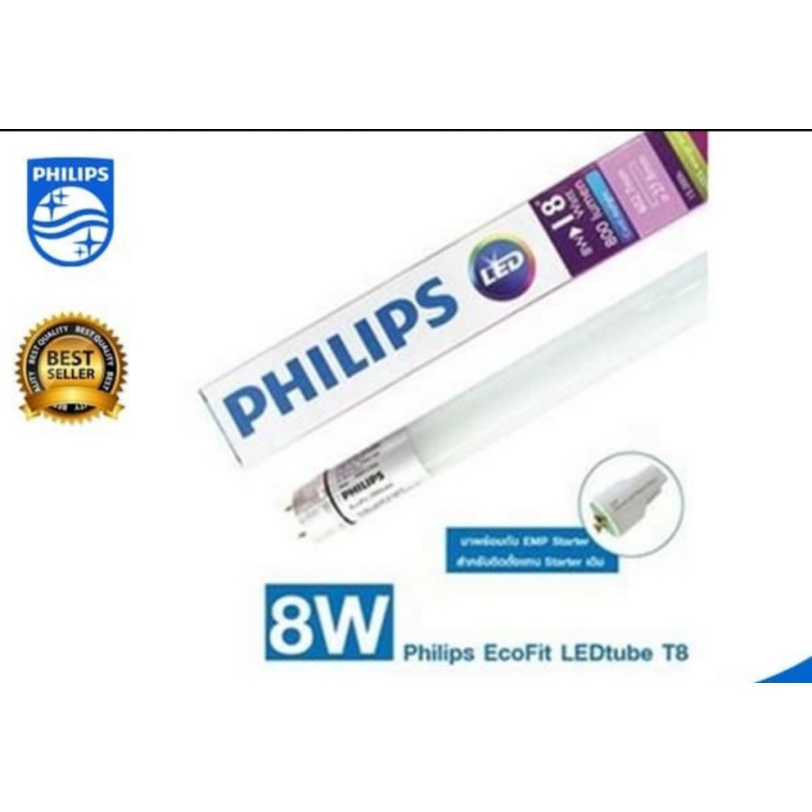 Philips TL Led tube T8 ecofit 16w 1200mm 8w 600mm 865- putih - 16W 120cm putih