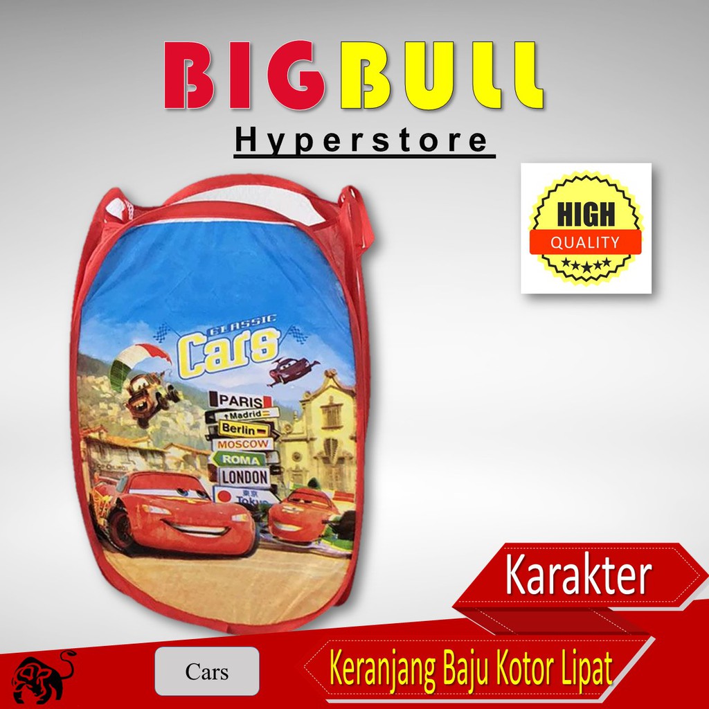  Keranjang  Baju  Kotor Lipat Karakter Laundry Bag Jaring 