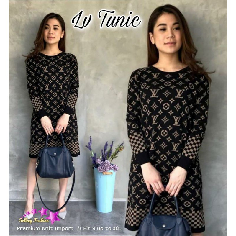 LV Tunik PREMIUM Bahan Knit Rajut Import All Size Selke