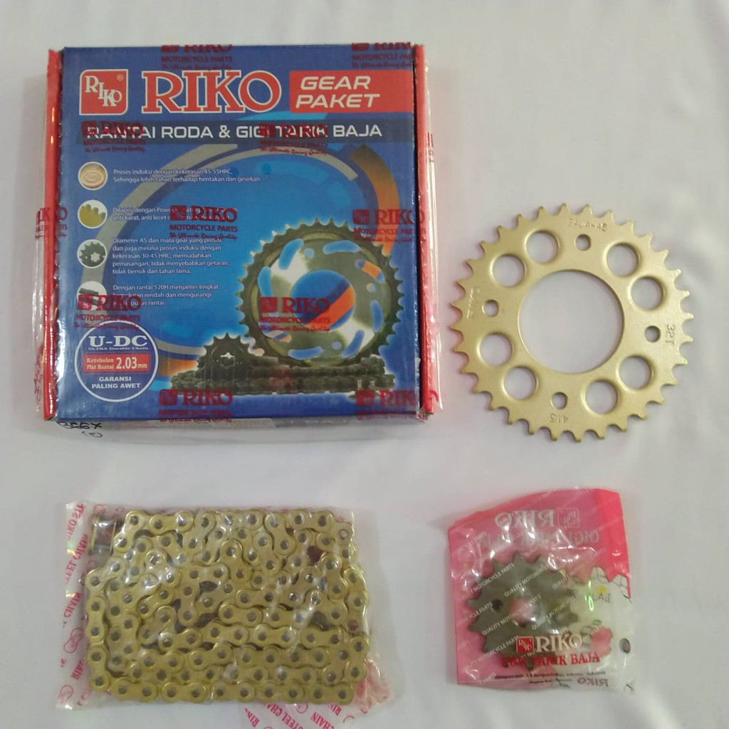Gear paket set Baja custom gear depan belakang Merek Riko Gold