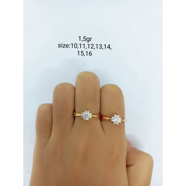 CINCIN PERAK ASLI 925 LAPIS EMAS/CINCIN BUNGA MATA PUTIH/CINCIN ASLI SILVER/CINCIN FASHION