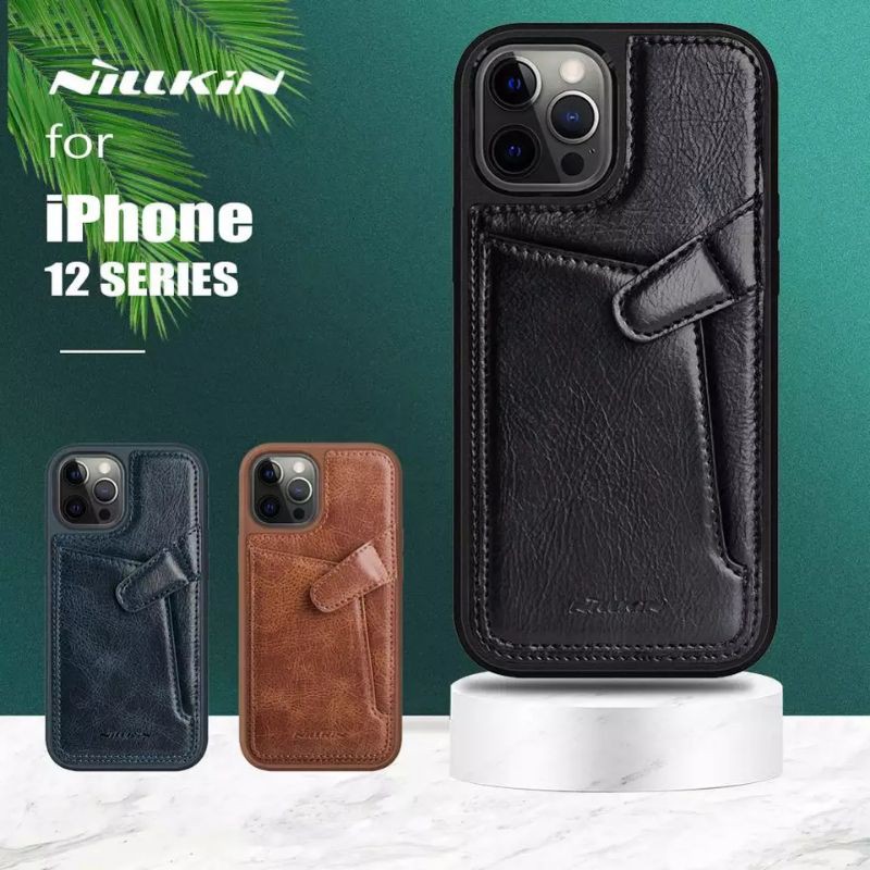 Hard Case IPhone 12 Pro Max 12Pro IPhone12 Mini Original Nillkin Slot Card Leather Cover Casing Ori