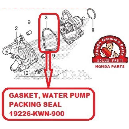 HONDA ORI AHM ORING PACKING SIL GASKET TUTUP WATER PUMP VARIO 125 150 PCX 19226-KWN-900