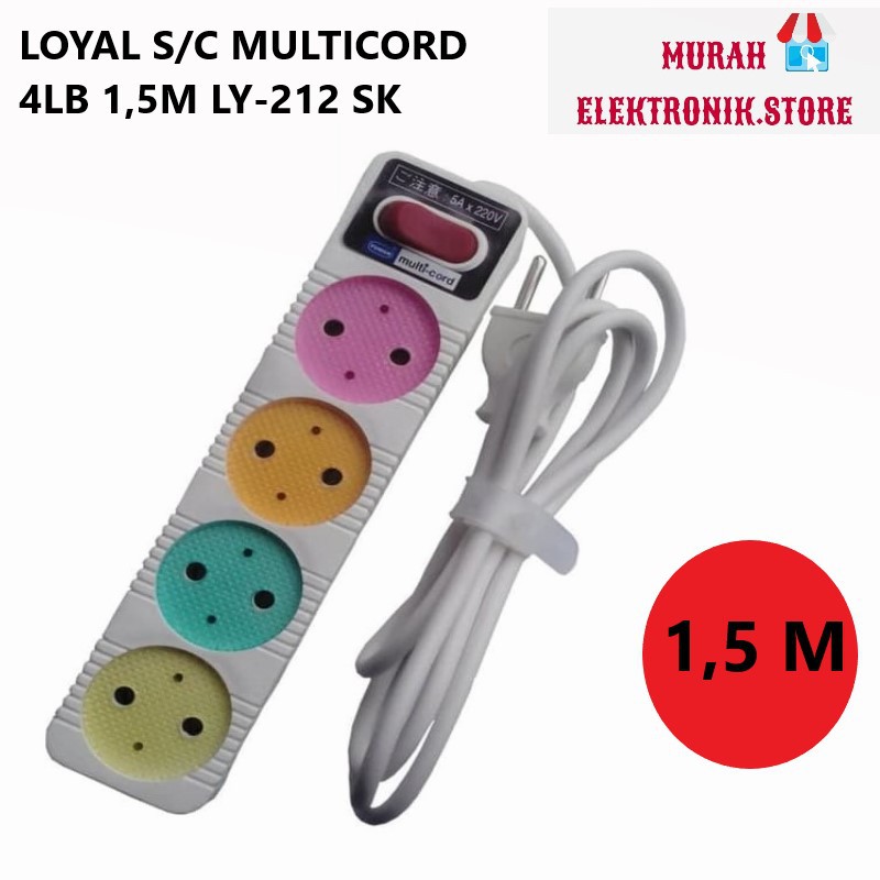 LOYAL YUNIOR MULTICORD STOP KONTAK 4 LUBANG KABEL 1.5M LY-212 SK 1.5 meter LY212 SK