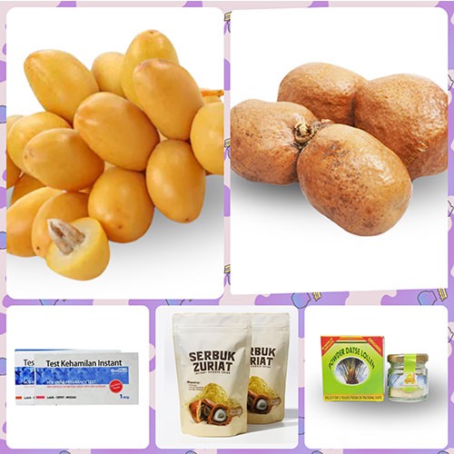 Paket Promil FATIMAH II Kurma Muda, Buah ZUriat, Serbuk Kurma, Serbuk Zuriat Madu Free Testpack