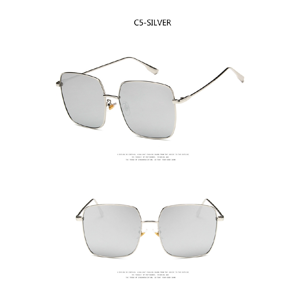 Korean fashion big frame square metal sunglasses for men and women