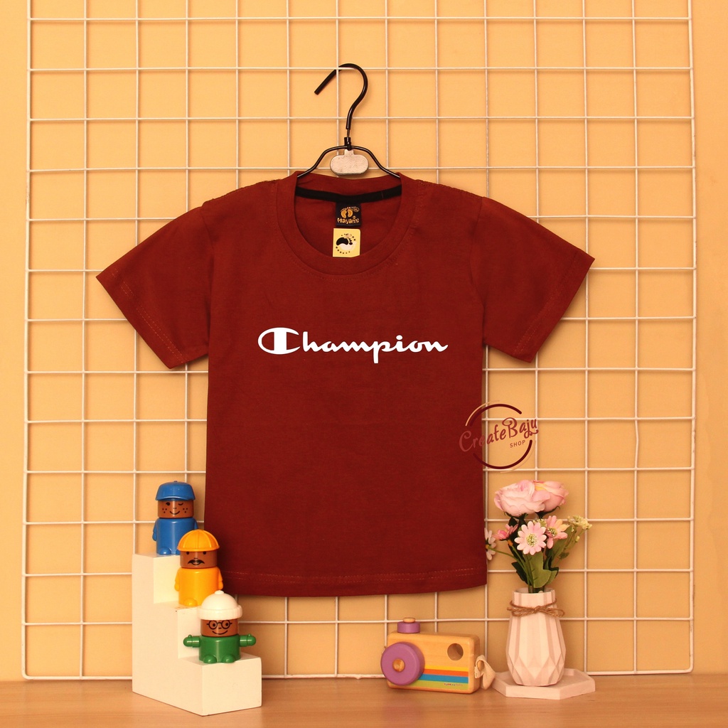 CUSTOM KAOS ANAK LAKI CHAMPION 1-7 TAHUN BAJU ATASAN ANAK LAKI FASHION TERMURAH BAHAN KATUN