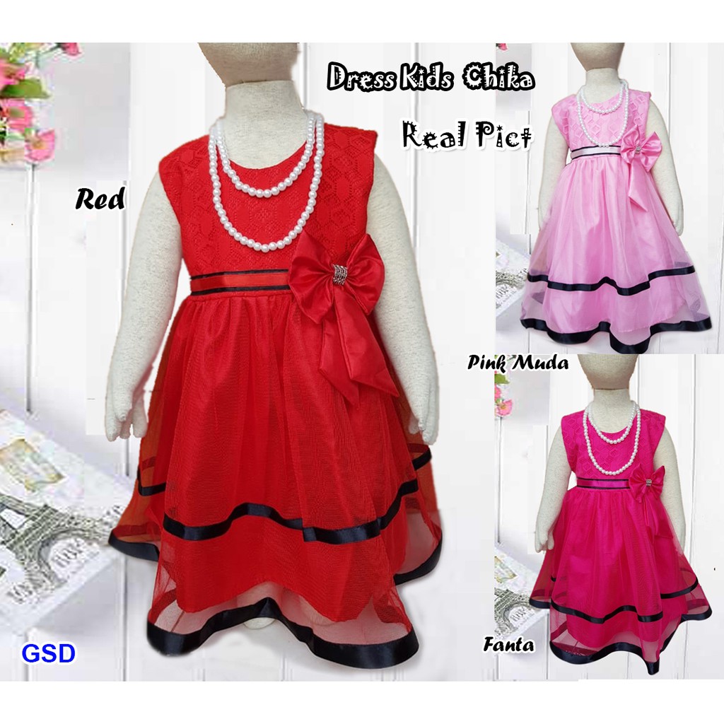 dress kids chika/terusan brukat anak/dress satin anak/gaun tile anak/baju dress pesta anak