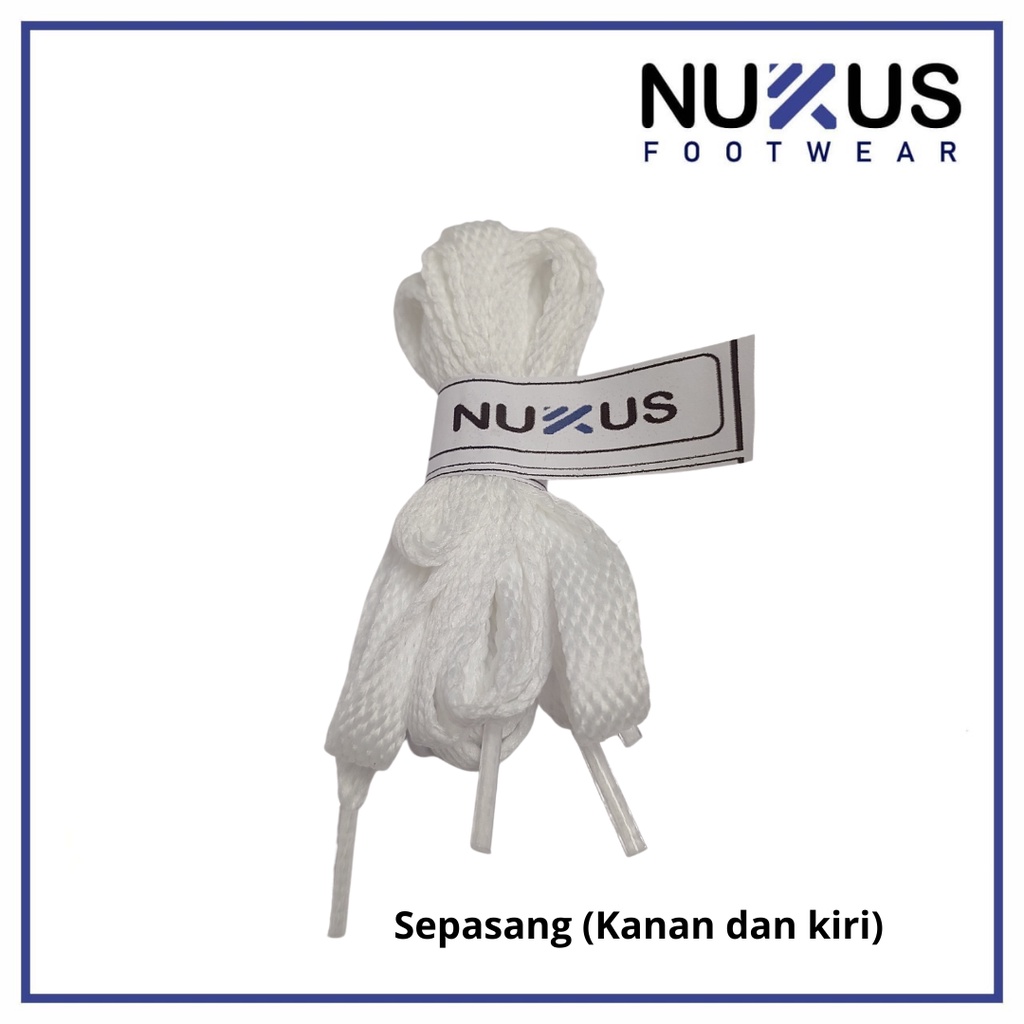 Nukus Tali Sepatu Pipih Gepeng Ceper Lempeng Putih Sepasang Kanan dan Kiri 100 cm