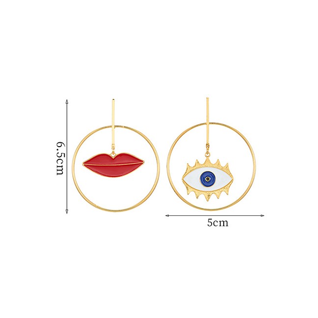 LRC Anting Tusuk Fashion Gold Lip Earrings D07618