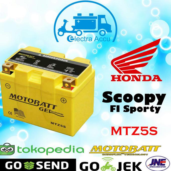 Aki Motor Honda Scoopy Fi Sporty Motobatt Mtz5S Aki Kering / Gel