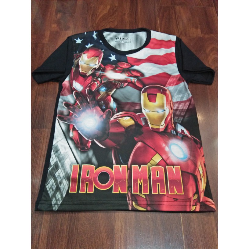 Jual Iron Man Baju Kaos Distro Anak Fullprint 3D Thailand Avengers Marvel   4 5 tahun  Hitam Murah